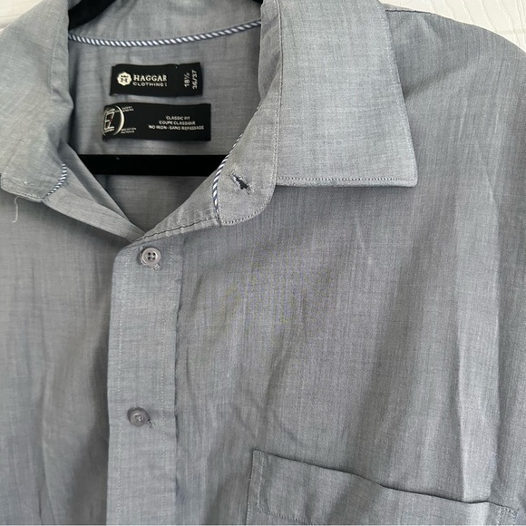 Size 18 1/2 Haggar Clothing Lightweight Grey Long Sleeve Dress Shirt - Picture 3 of 4